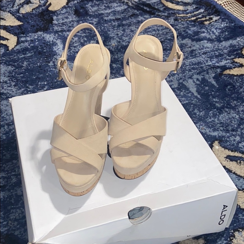 Aldo cream wedge heels